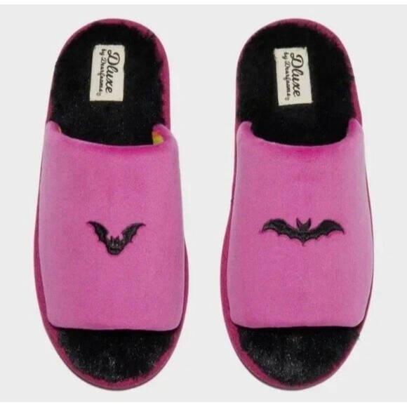 NWT Dluxe by Dearfoams Memory Foam Halloween Bat Slippers Women's Size M (7/8) - Picture 1 of 10